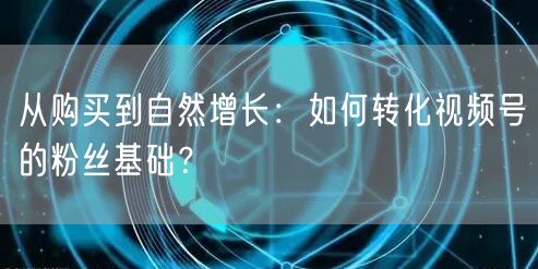 从购买到自然增长：如何转化视频号的粉丝基础？