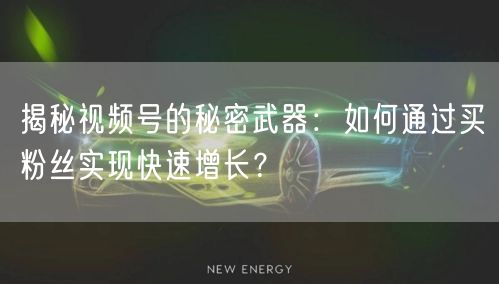 揭秘视频号的秘密武器：如何通过买粉丝实现快速增长？