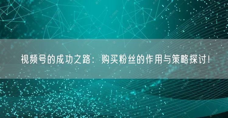视频号的成功之路：购买粉丝的作用与策略探讨！