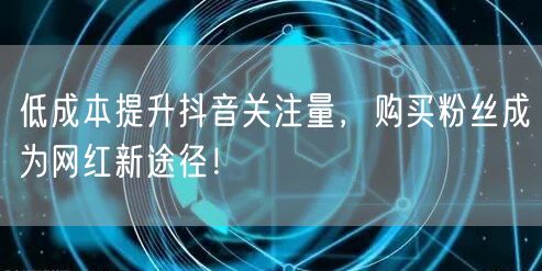 低成本提升抖音关注量，购买粉丝成为网红新途径！