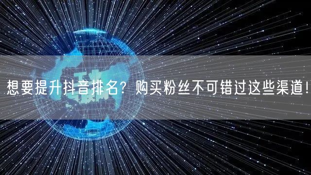 想要提升抖音排名？购买粉丝不可错过这些渠道！
