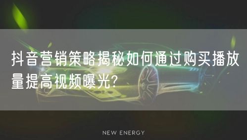 抖音营销策略揭秘如何通过购买播放量提高视频曝光?