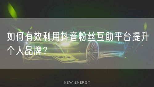如何有效利用抖音粉丝互助平台提升个人品牌？