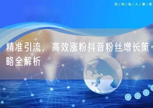 精准引流，高效涨粉抖音粉丝增长策略全解析