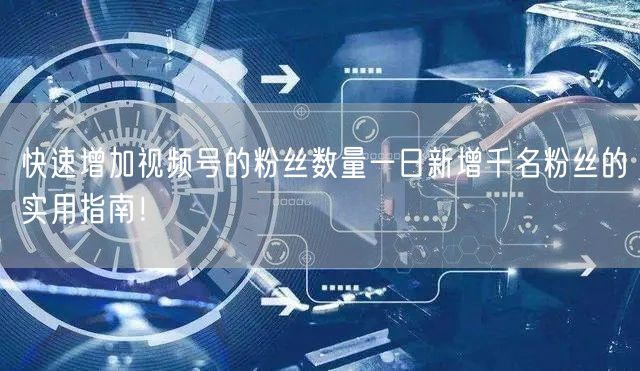 快速增加视频号的粉丝数量一日新增千名粉丝的实用指南！