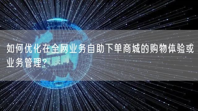 如何优化在全网业务自助下单商城的购物体验或业务管理？
