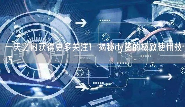 一天之内获得更多关注！揭秘dy赞的极致使用技巧