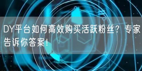 DY平台如何高效购买活跃粉丝？专家告诉你答案！