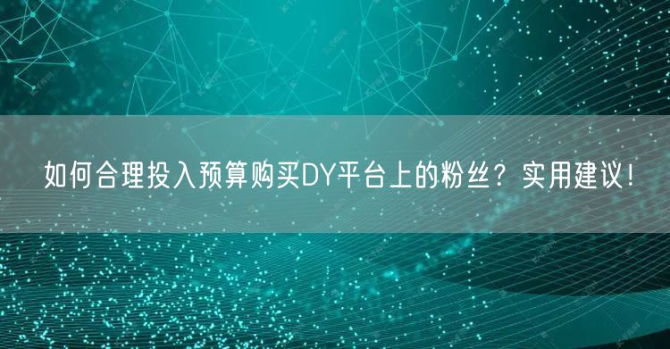 如何合理投入预算购买DY平台上的粉丝？实用建议！