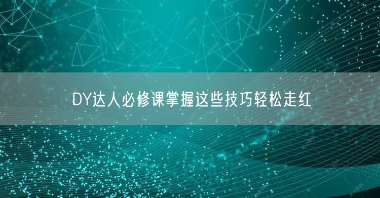 DY达人必修课掌握这些技巧轻松走红