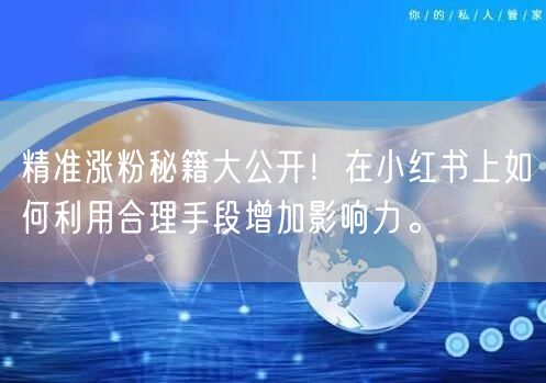 精准涨粉秘籍大公开！在小红书上如何利用合理手段增加影响力。