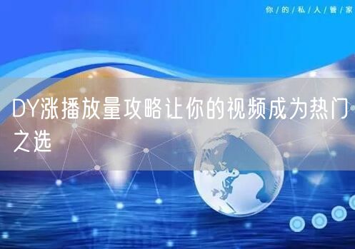 DY涨播放量攻略让你的视频成为热门之选