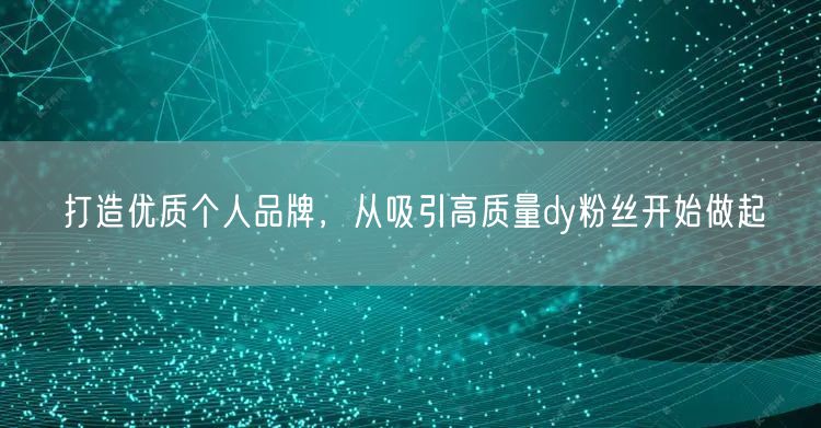打造优质个人品牌，从吸引高质量dy粉丝开始做起