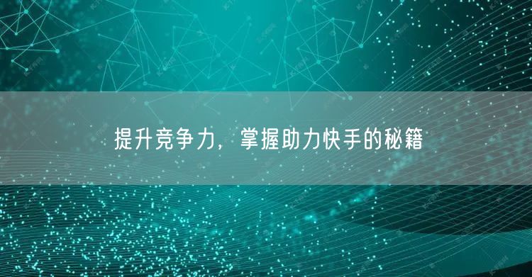 提升竞争力，掌握助力快手的秘籍