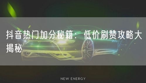 抖音热门加分秘籍：低价刷赞攻略大揭秘