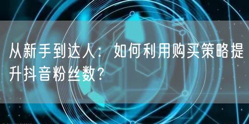 从新手到达人：如何利用购买策略提升抖音粉丝数？