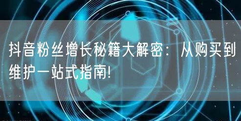 抖音粉丝增长秘籍大解密：从购买到维护一站式指南!