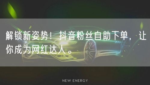 解锁新姿势！抖音粉丝自助下单，让你成为网红达人。