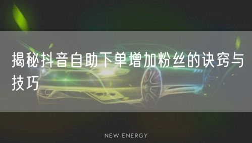 揭秘抖音自助下单增加粉丝的诀窍与技巧