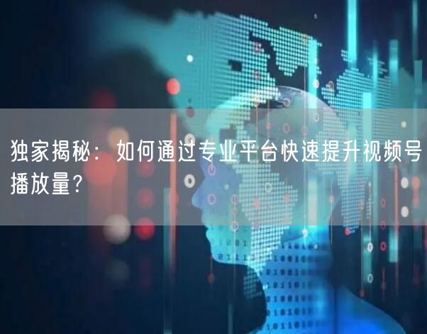 独家揭秘：如何通过专业平台快速提升视频号播放量？