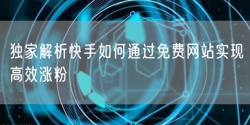 独家解析快手如何通过免费网站实现高效涨粉