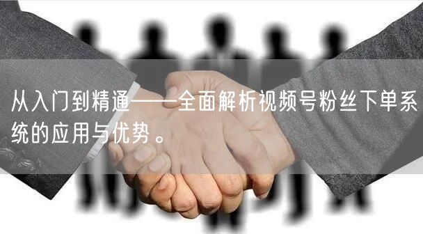 从入门到精通——全面解析视频号粉丝下单系统的应用与优势。