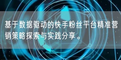 基于数据驱动的快手粉丝平台精准营销策略探索与实践分享。