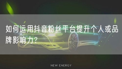 如何运用抖音粉丝平台提升个人或品牌影响力？