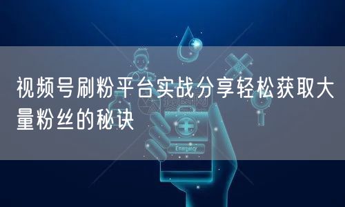 视频号刷粉平台实战分享轻松获取大量粉丝的秘诀