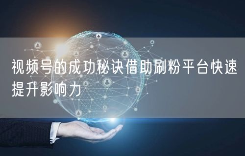 视频号的成功秘诀借助刷粉平台快速提升影响力