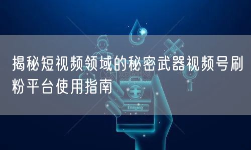 揭秘短视频领域的秘密武器视频号刷粉平台使用指南
