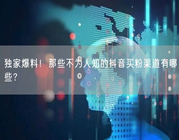 独家爆料！那些不为人知的抖音买粉渠道有哪些？