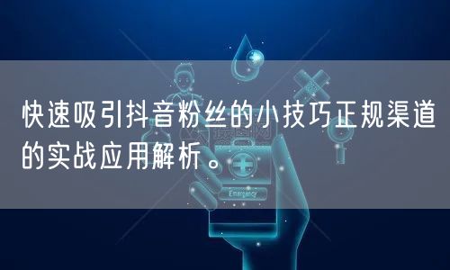 快速吸引抖音粉丝的小技巧正规渠道的实战应用解析。
