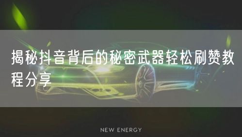 揭秘抖音背后的秘密武器轻松刷赞教程分享