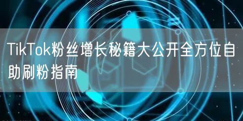 TikTok粉丝增长秘籍大公开全方位自助刷粉指南
