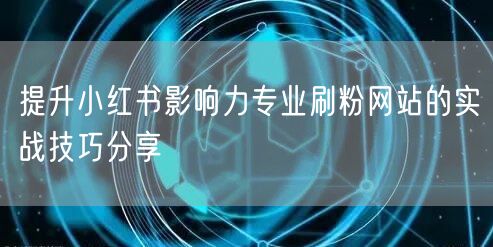 提升小红书影响力专业刷粉网站的实战技巧分享