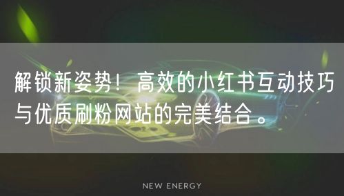 解锁新姿势！高效的小红书互动技巧与优质刷粉网站的完美结合。