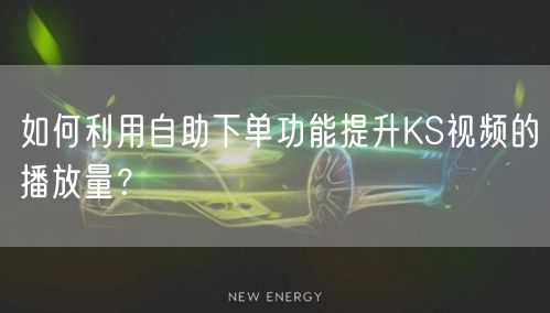 如何利用自助下单功能提升KS视频的播放量？