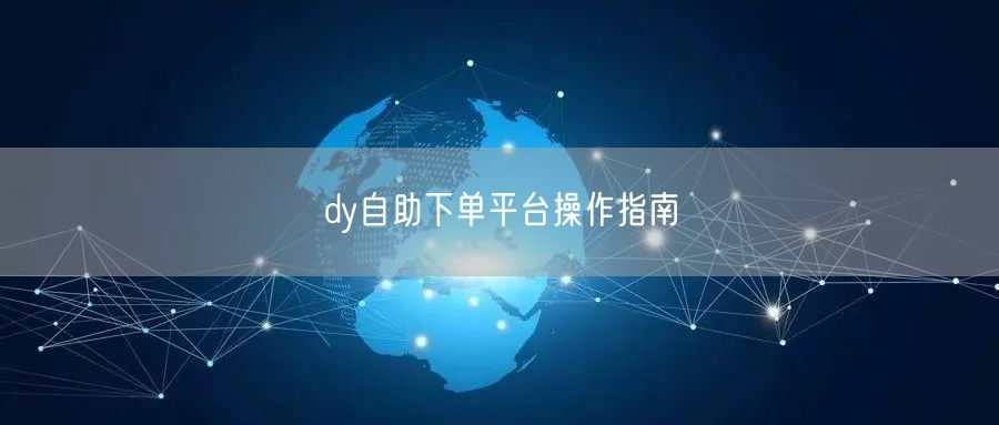 dy自助下单平台操作指南