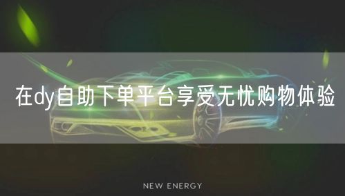 在dy自助下单平台享受无忧购物体验