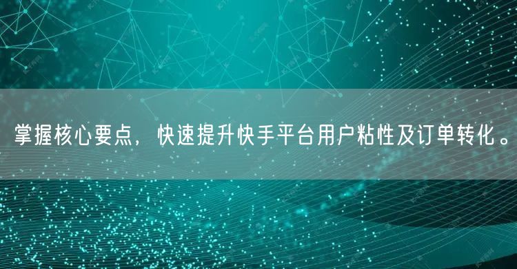 掌握核心要点，快速提升快手平台用户粘性及订单转化。