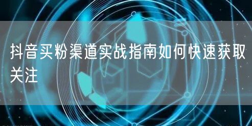 抖音买粉渠道实战指南如何快速获取关注