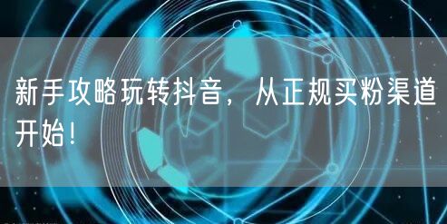 新手攻略玩转抖音，从正规买粉渠道开始！