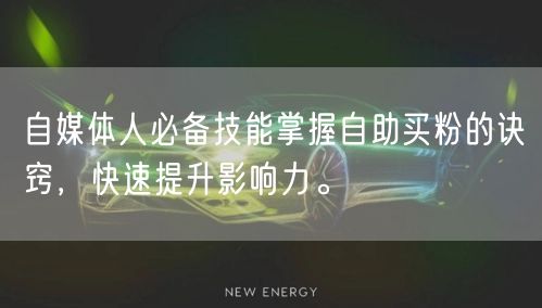 自媒体人必备技能掌握自助买粉的诀窍，快速提升影响力。