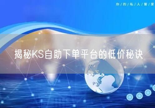 揭秘KS自助下单平台的低价秘诀
