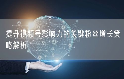 提升视频号影响力的关键粉丝增长策略解析