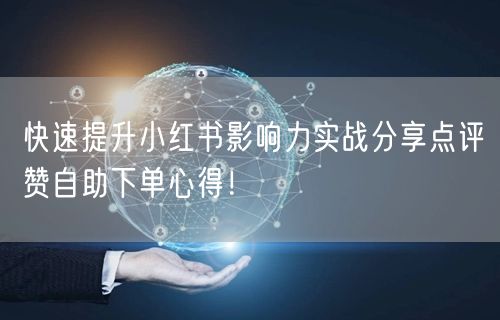 快速提升小红书影响力实战分享点评赞自助下单心得！