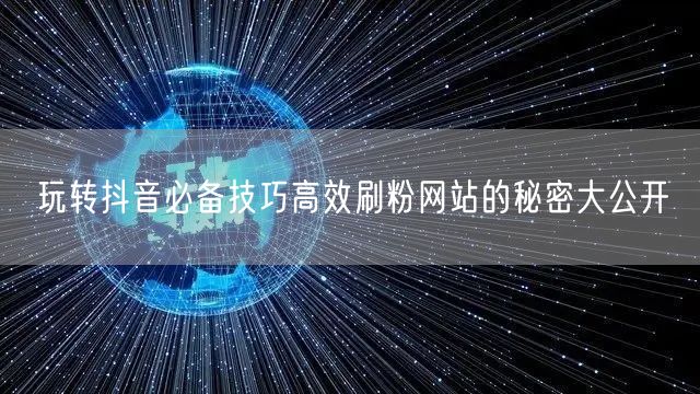 玩转抖音必备技巧高效刷粉网站的秘密大公开