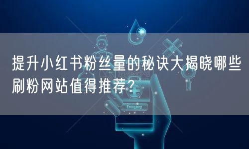 提升小红书粉丝量的秘诀大揭晓哪些刷粉网站值得推荐？