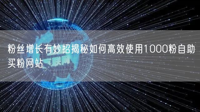 粉丝增长有妙招揭秘如何高效使用1000粉自助买粉网站